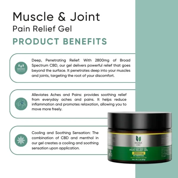 Hona Cbd Muscle & Joint Relief Gel 2800mg Product Benefits