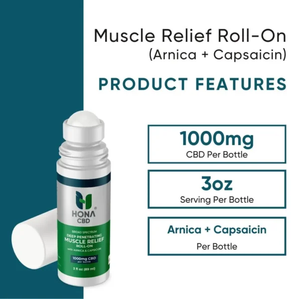 Hona Cbd Muscle Relief Roll On (arnica + Capsaicin) 1000mg Product Features