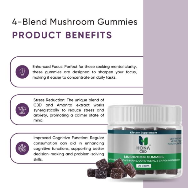 Hona Cbd 4 Blend Mushroom Non Cbd Gummies Product Benefits